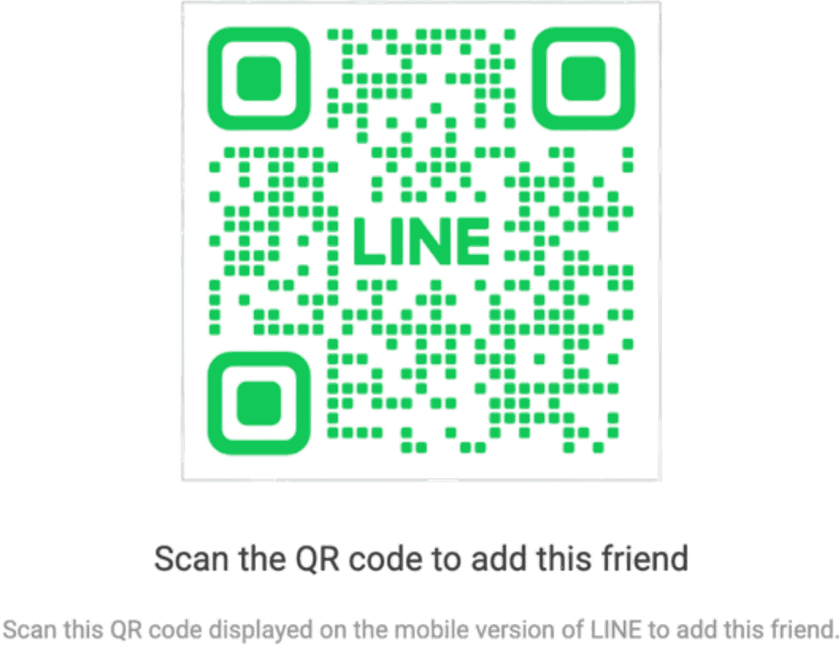 LINE “Add friend” screen showing PlumiBot’s QR code — “Scan the QR code to add this friend.”
